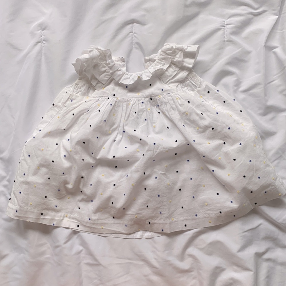 Janie and Jack Clip Dot Dress White Size 6-12 Months